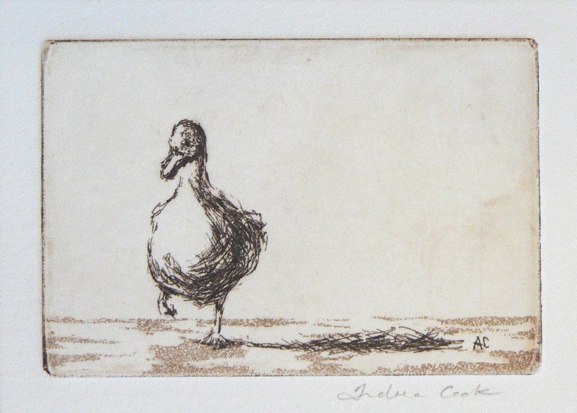 original etching with aquatint 'ducky duck'