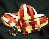 Hand Woven Red and White Nordic Heart