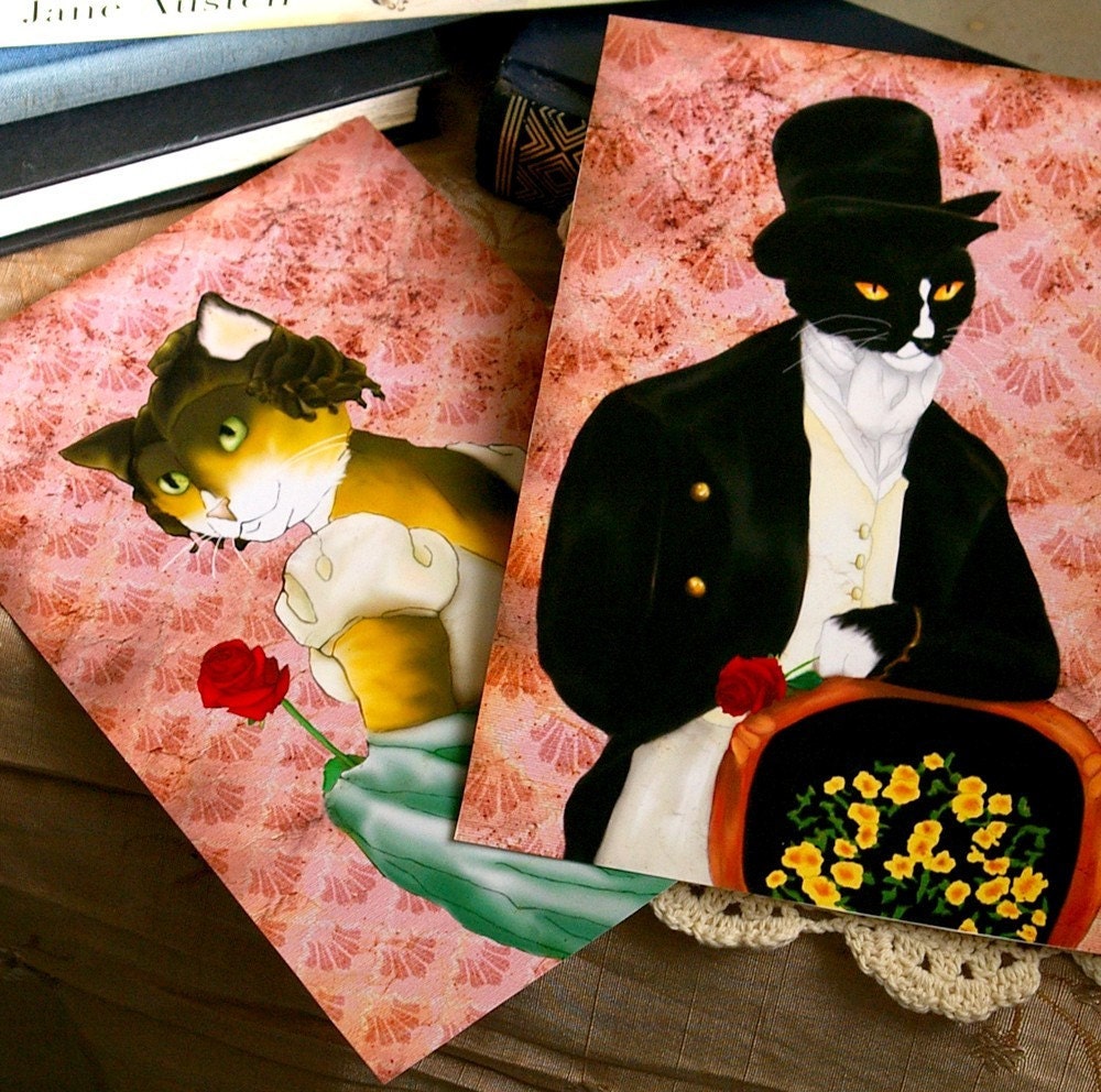 I Love Mr Darcy Tuxedo Cat Art, Cat Dressed in Regency Clothes 5x7 Fine Art Print
