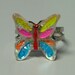 1972 ORIGINAL Metal Jelly Glaze Adjustable BUTTERFLY Ring SEVEN