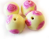 Polymer Clay Flower Beads in soft yellow and pink