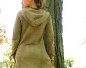 Organic Fleece Hooded Dress - Custom Made to Order - You Pick Color