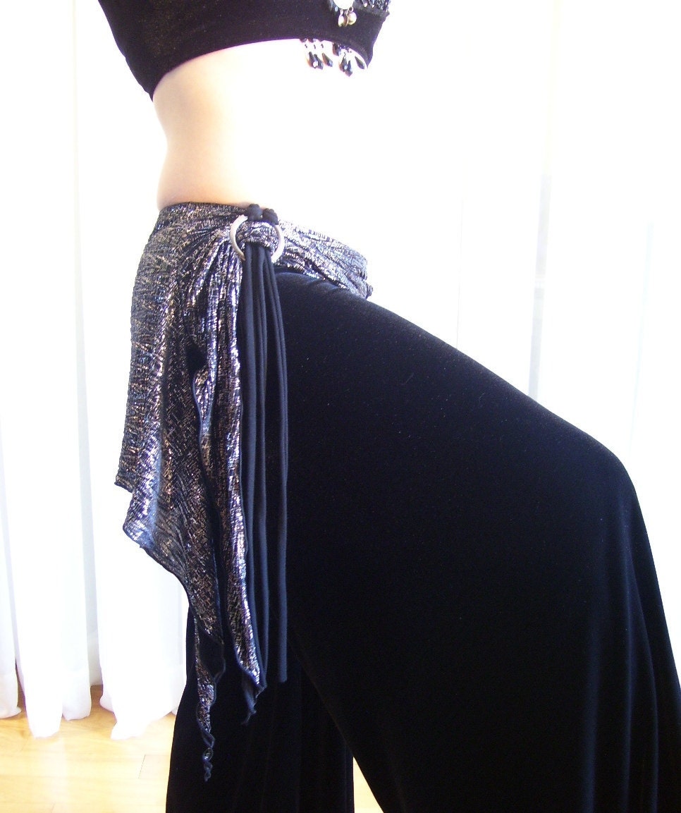 Belly dance hip skirt 11" long - YOUR SIZE - silver