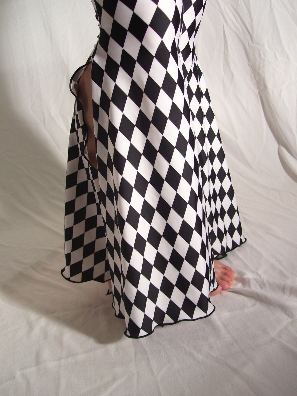 Flare tribal pants - black and white jester - YOUR SIZE