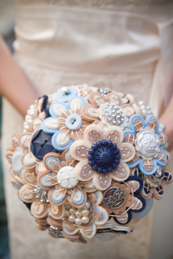 Custom Color Bridal Button Bouquet