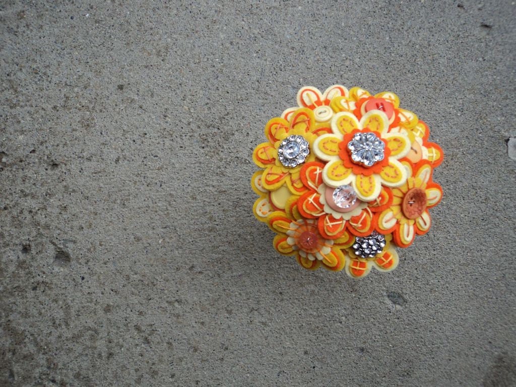 Custom Color Felt and Button Flower Girl Bouquet