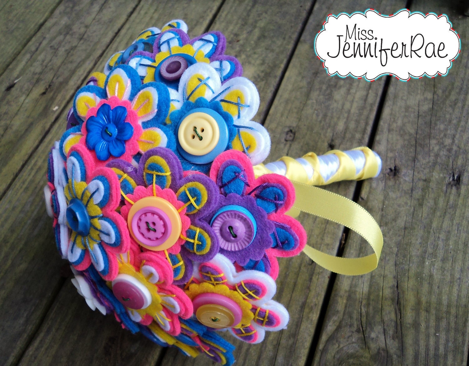 Custom Color Bridal Button Bouquet