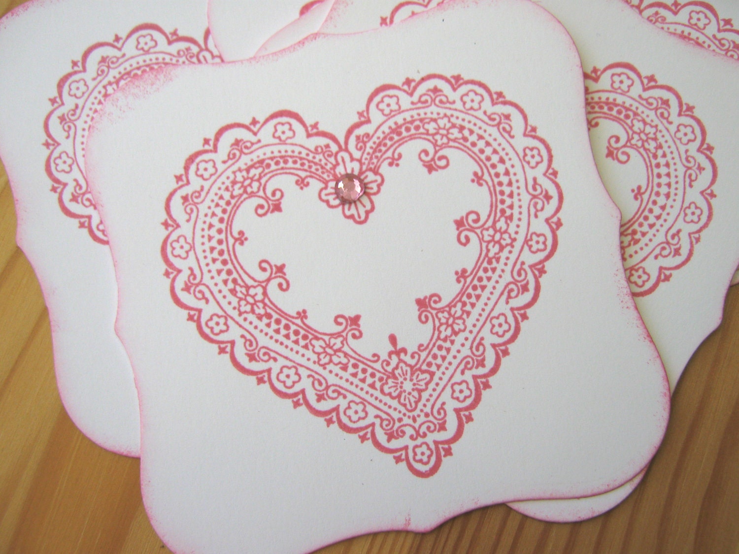 Shabby Pink Lace heart Valentine Gift Tags, Gift Embellishment