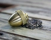 Acorn Canister Locket Woodland Necklace or Mini Cremation Urn for Pet Ashes
