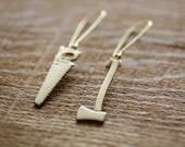 Tools of the Trade Axe and Saw Lumberjack Earrings