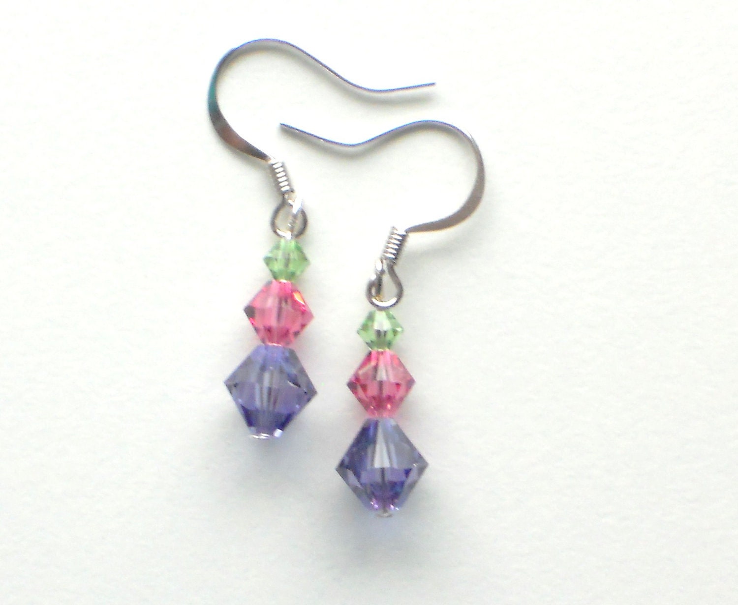 Small, Light Weight, Pastel, Colorful, Crystal, Purple, Pink, and Green, Unique, Handmade, Fashion Jewelry