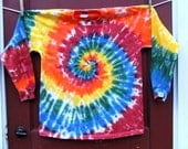 Long Sleeve Tie Dye T-Shirt - Youth Large - Bold Rainbow Swirl - Ready to Ship