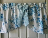 Shades of blue floral Handmade lined window valance
