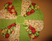 Reversible Apples, Red and Green Delicious and Apple halves , leaves  quilted centerpiece   24.5"