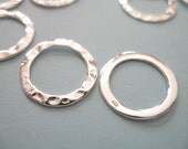 Shop Sale..Sterling Silver Links Connectors Eternity Rings, HAMMERED Circle, Set of 20 Bulk, 14 mm, organic ..neckconncir.. n1..HP