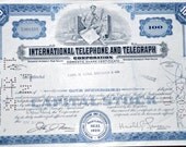 Vintage ITT company Stock Certificate...100 shares