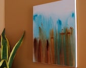 Aqua Terra 2. Original Abstract Painting in Chocolate Brown and Turquoise