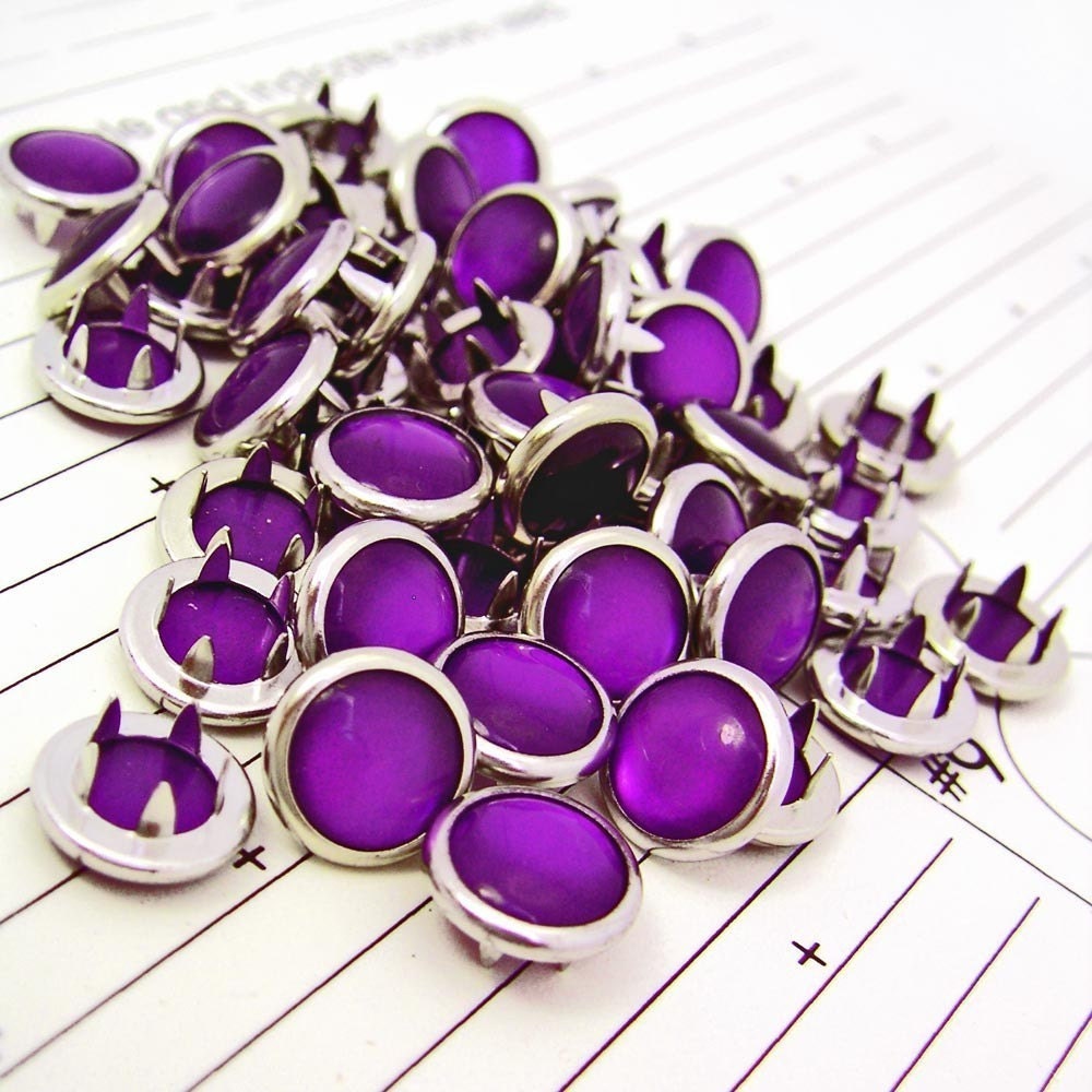 24 Purple Cowgirl Snaps Pearl Prong Western Snaps