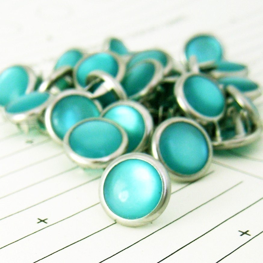 24 Teal Cowgirl Snaps Pearl Prong Western Snaps