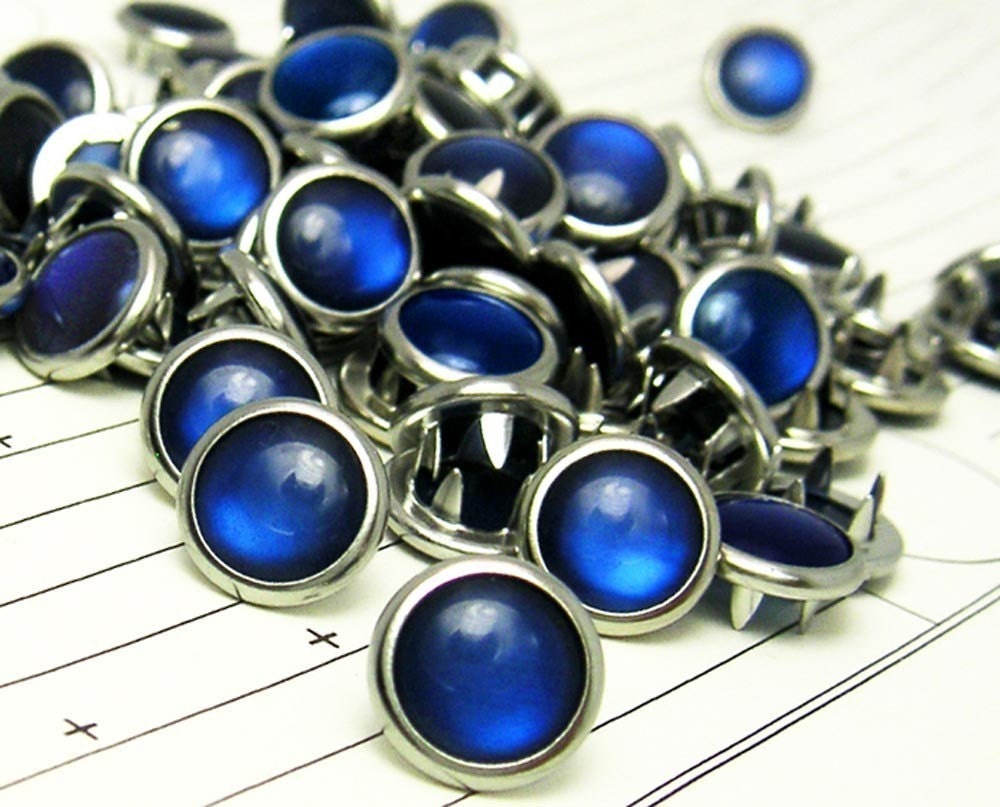 24 Cobalt Blue Cowgirl Snaps Pearl Prong Western Snaps