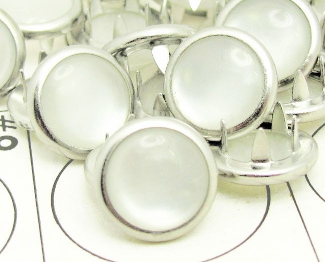 100 White Cowgirl Snaps Pearl Prong Western Snaps
