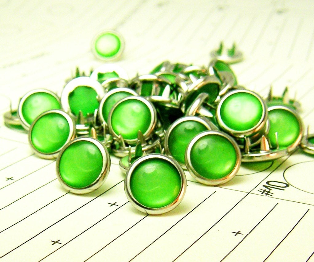48 Cowgirl Snaps Pearl Prong Western Snaps - Kelly Green
