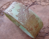 Antique Jade Style Bracelet, Asian Floral Design, Handmade Bracelets by theshagbag  on Etsy