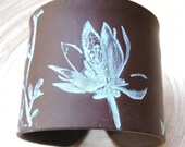 Chocolate Brown Cuff Bracelet Asian Magnolia Flower, Handmade Jewelry by theshagbag on Etsy