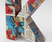 K is for Kryptonite - Any 3D letter made from vintage comic