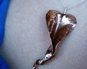 My heart is twisted over you- Hand forged copper heart pendant on sterling silver chain.