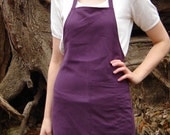 Repurposed Full Apron with Pocket - Purple
