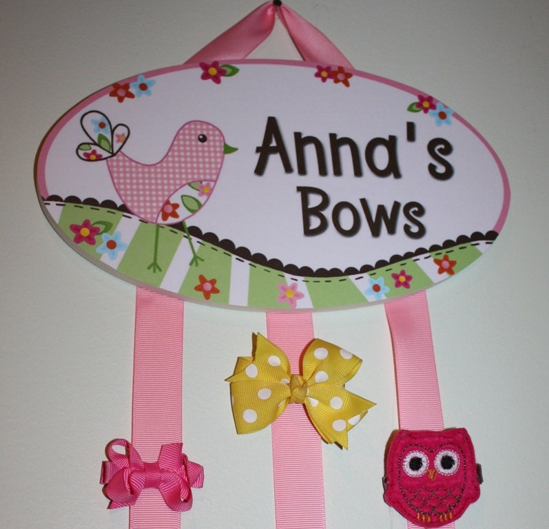 Sweet Tweat Pretty Lil Birdie Hair Clip BOW HOLDER Girls Bedroom Wall Art Decor