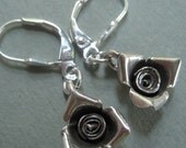 Silver rose earrings