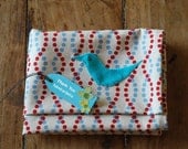 Polka Dot Pillow Case with Embroidered Bird Japanese Fabric