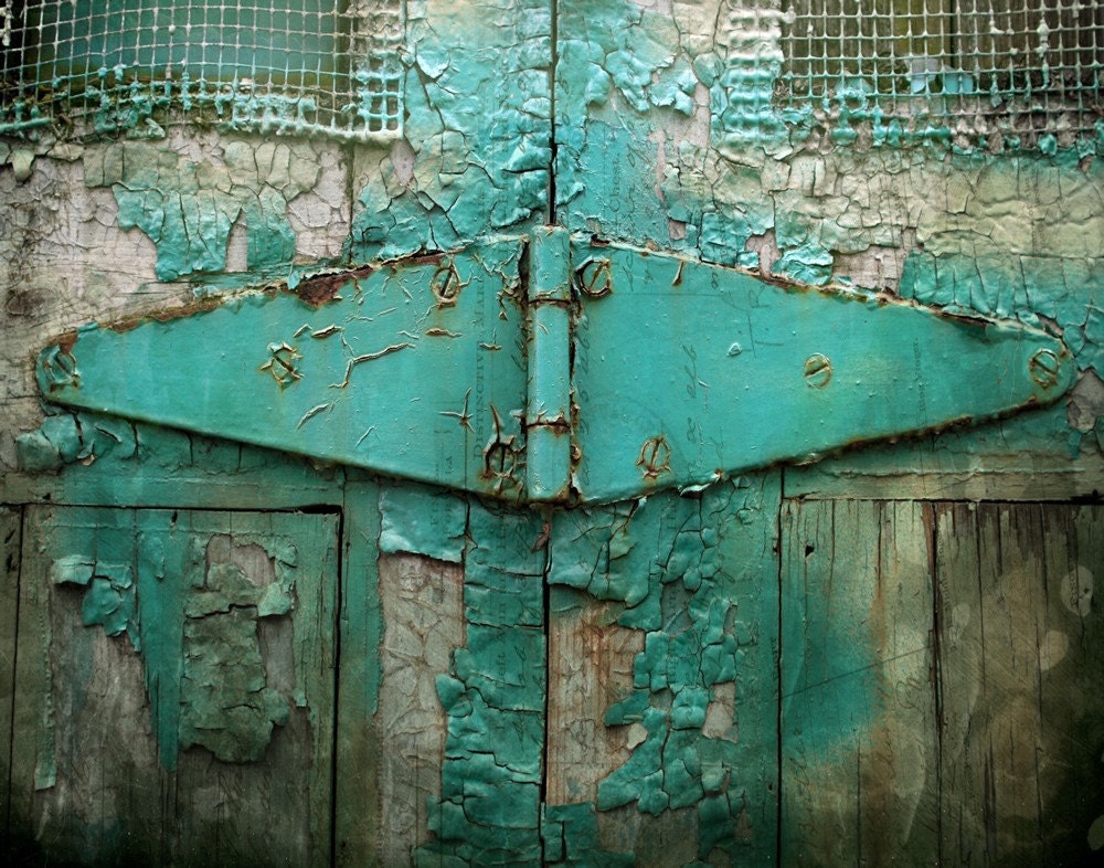 Teal Turquoise Photo Montreal Art Color Photography Peeling Paint Texture 11x14 Print Metallic Paper - The History of Weather