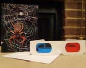 3-D Spooky Spider Halloween Card - with 3-D glasses