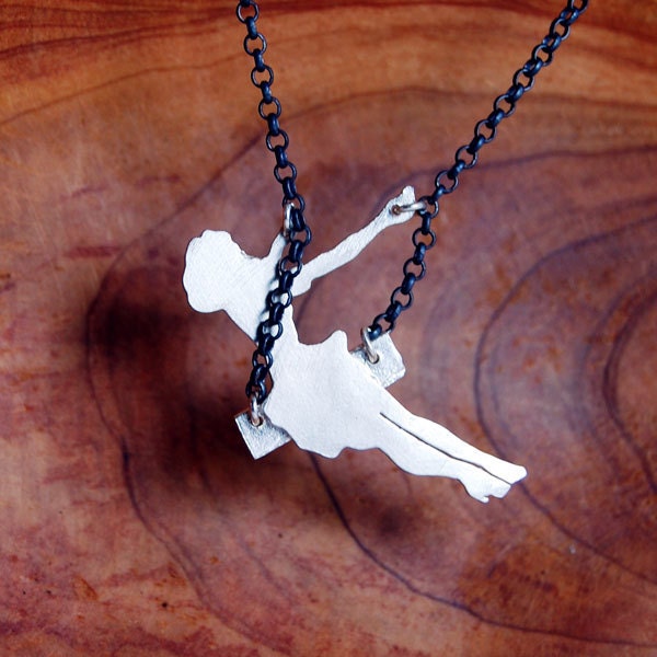 Sterling Silver Swinging Pinup Girl Necklace