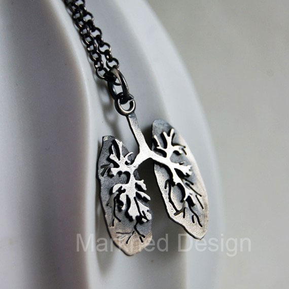 Just Breathe, Handmade Sterling Silver Lungs Necklace