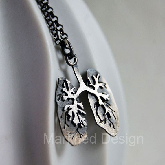 Just Breathe, Handmade Sterling Silver Lungs Necklace