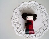 brooch lady tartan pin miniature doll