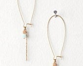 Subtle Light Blue Crystal and Gold Chain Earrings