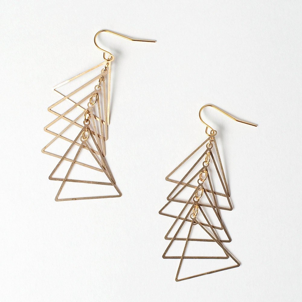Gold Triangle Ladder Earrings