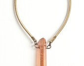 The May Jewel Project - Crystal Pendant Necklace with Curved Brass Connectors on a 14kt Gold Filled Cable Chain - Pink Only