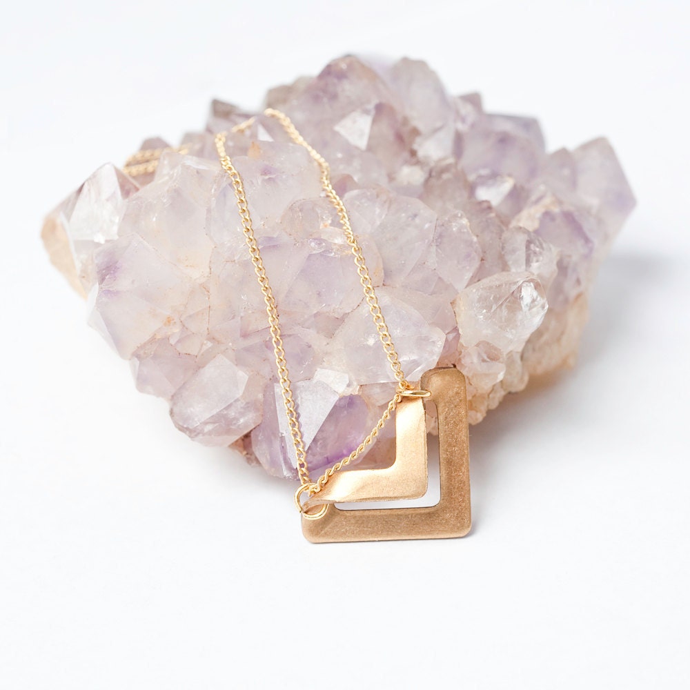 Brass Chevron Charm Necklace - LAST ONE
