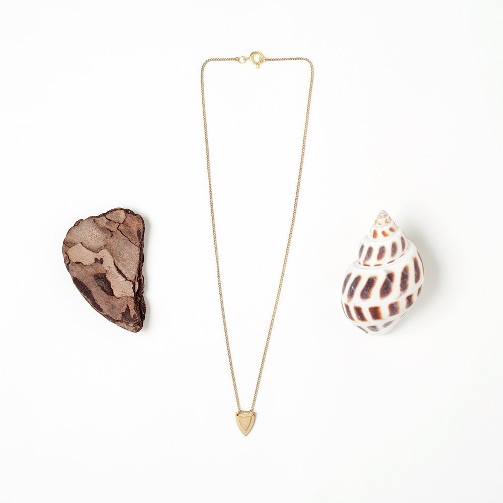 Mini Gold Vintage Shield Charm Necklace - LAST ONE
