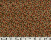 One Yard - Out of Print - Red, Blue and Green Calico on Goldenrod Cotton