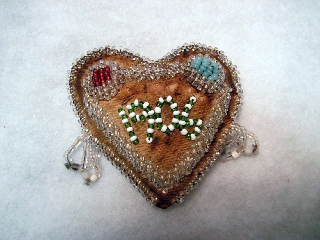 Antique 100 year old beaded Whimsey pin cushion from 1906