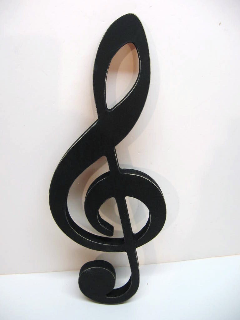 Black Wood Musical Note TREBLE CLEF - Wall Decor - 15 inches - Wood Music Note Sign