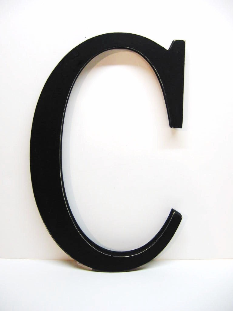 Wood Letter C Sign - 15 Inch - Painted Black - Distressed - Initial - Monogram - Personalized - Typography - Wall Decor - Wedding Decor