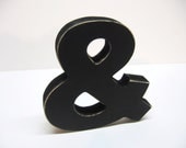 Wood Ampersand Sign - 5 Inch Shelf Sitter Style - Painted Black - Distressed - Typography - Wedding Decor